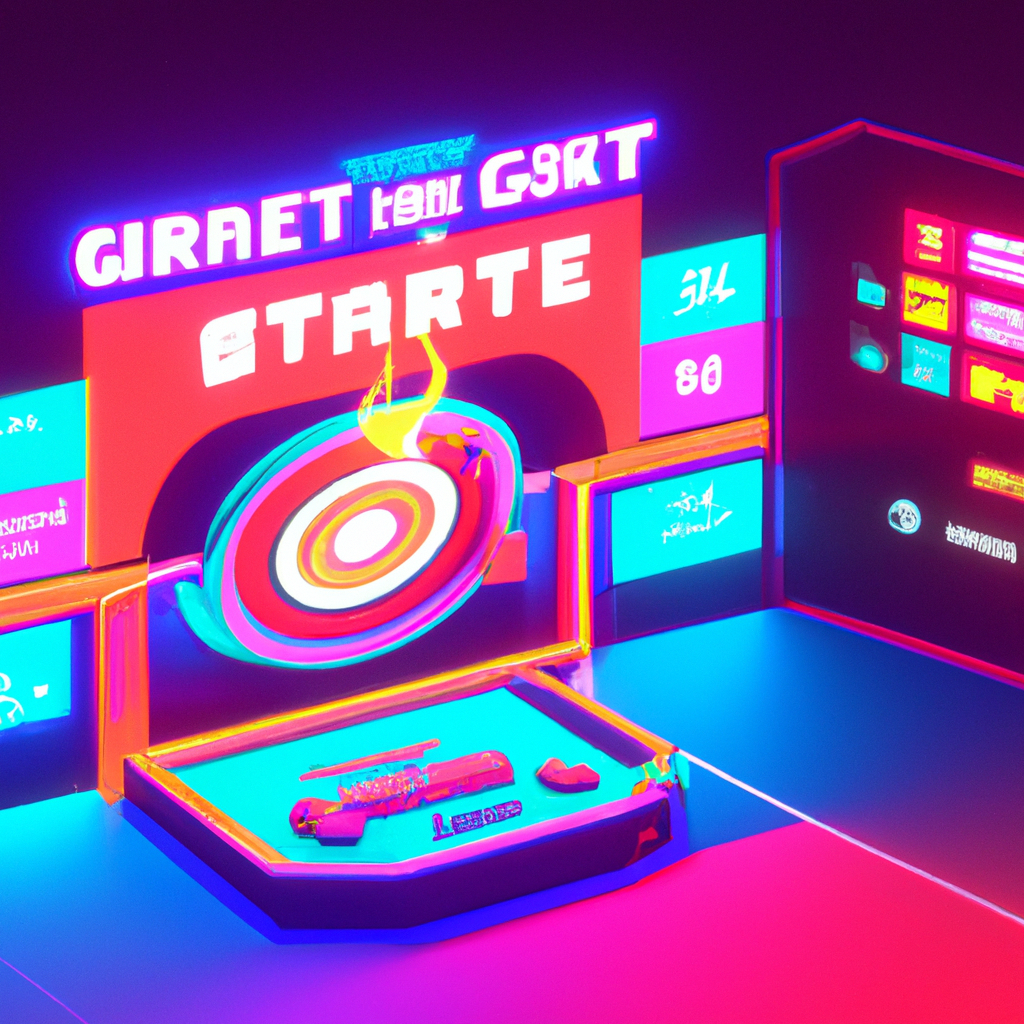 Arcanni Arcade hero visual: neon arena, pixel crowd